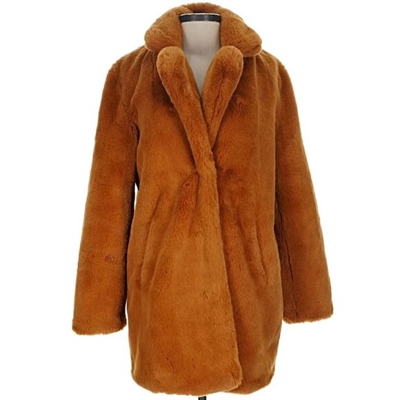 💥SHOWSTOPPER!💥APPARIS SOPHIE CHUNKY PLUCHE FUR OVERSIZED COAT IN CHESTNUT - Picture 6 of 8